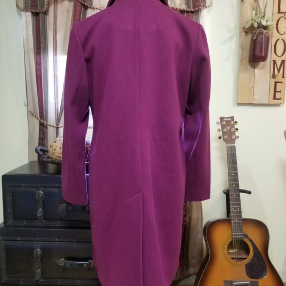 NWT $328 BCBGMAXAZRIA Raspberry Two-Button Riding Coat, Sz Large - Picture 12 of 15